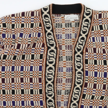 Emrecco Womens Beige Geometric Knit Cardigan Jumper Size L