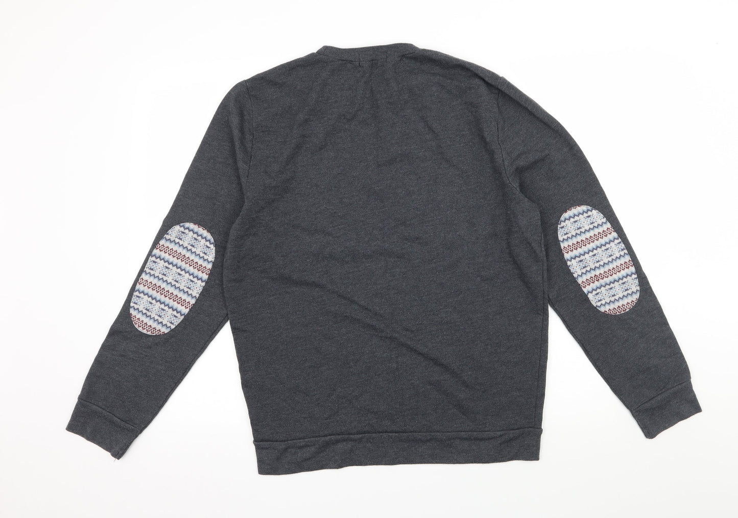 Topman Mens Blue Geometric Jersey Pullover Sweatshirt Size L