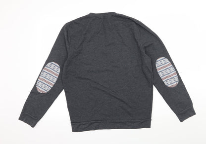 Topman Mens Blue Geometric Jersey Pullover Sweatshirt Size L