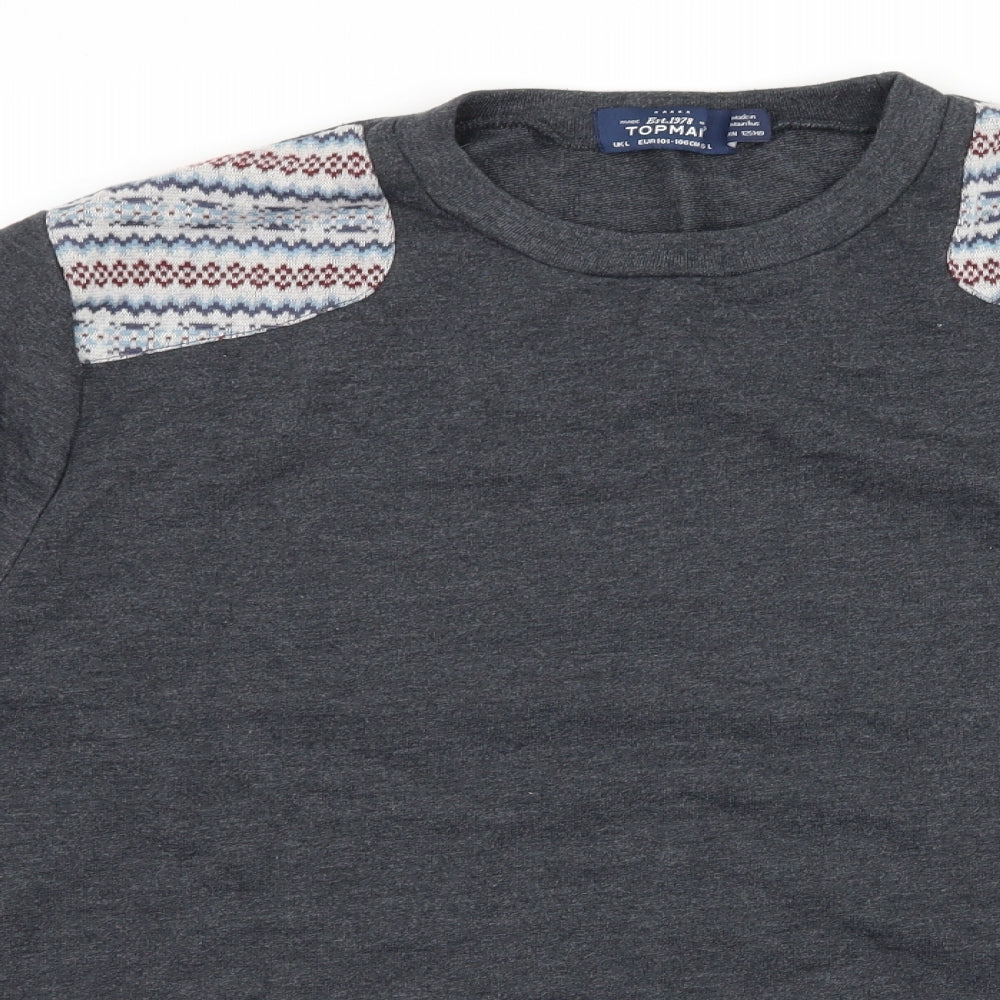 Topman Mens Blue Geometric Jersey Pullover Sweatshirt Size L