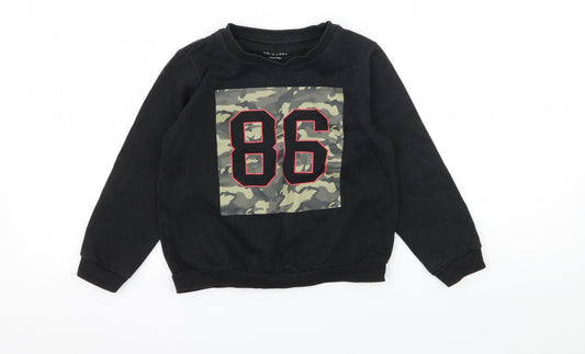 Primark Boys Black Camouflage Jersey Pullover Sweatshirt Size 5-6 Years  - 86