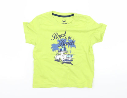 Lupliu Boys Green  Jersey Basic T-Shirt Size 12 Months  - Road to the beach