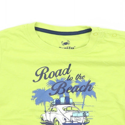 Lupliu Boys Green  Jersey Basic T-Shirt Size 12 Months  - Road to the beach