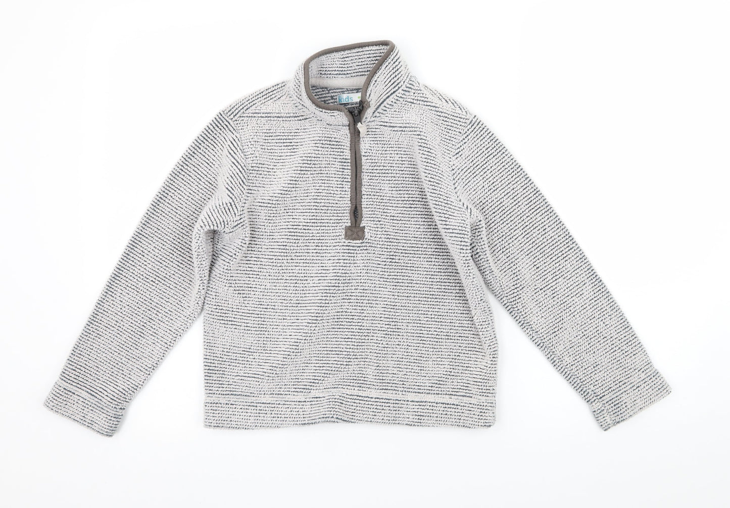 M&Co Boys Grey Striped Fleece Pullover Sweatshirt Size 7-8 Years