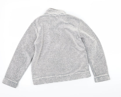 M&Co Boys Grey Striped Fleece Pullover Sweatshirt Size 7-8 Years