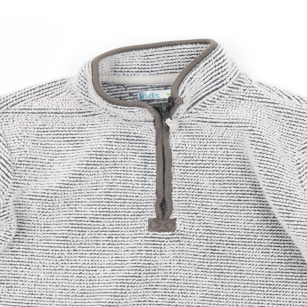 M&Co Boys Grey Striped Fleece Pullover Sweatshirt Size 7-8 Years