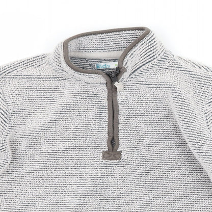 M&Co Boys Grey Striped Fleece Pullover Sweatshirt Size 7-8 Years