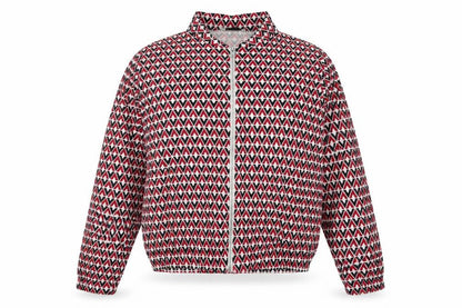 Innocence Womens Red Geometric  Full Zip Sweatshirt Size 14