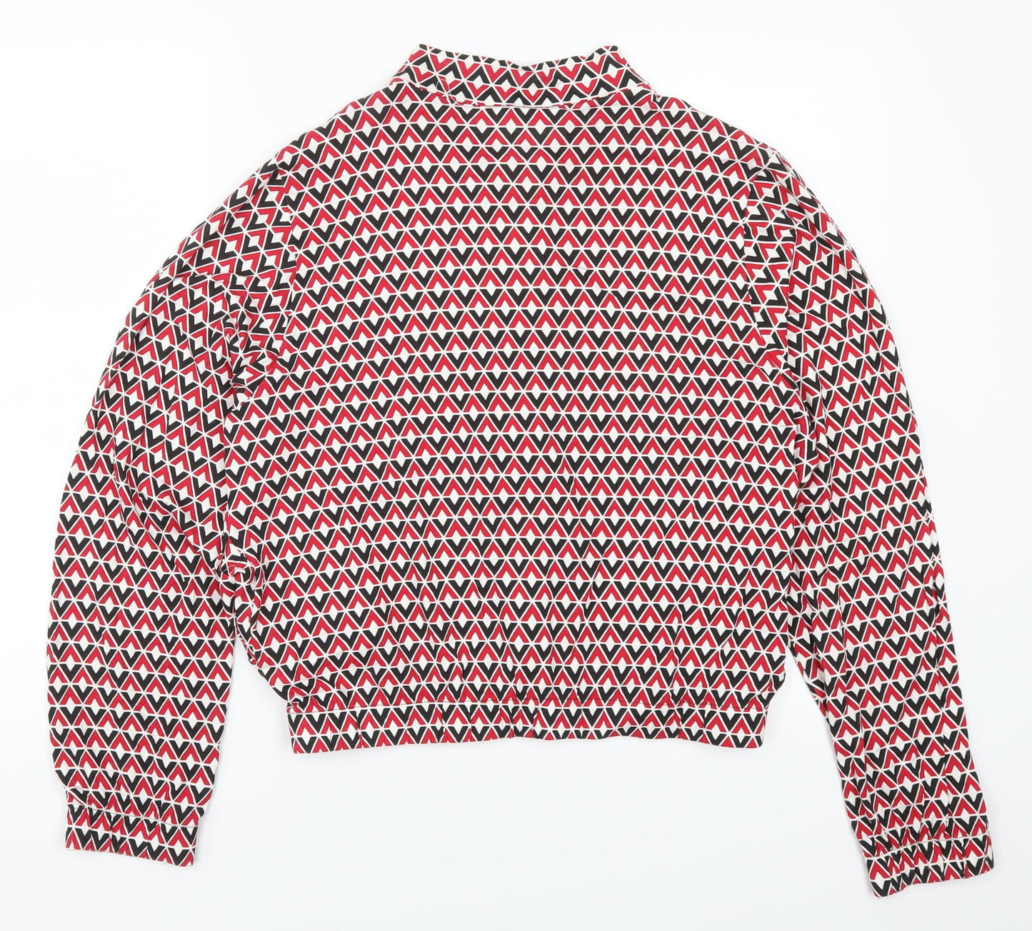 Innocence Womens Red Geometric  Full Zip Sweatshirt Size 14