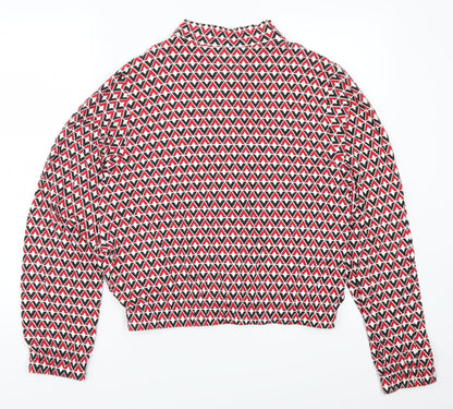 Innocence Womens Red Geometric  Full Zip Sweatshirt Size 14
