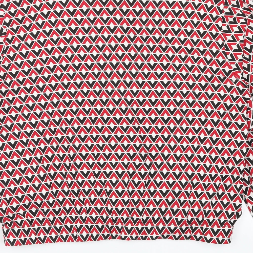 Innocence Womens Red Geometric  Full Zip Sweatshirt Size 14