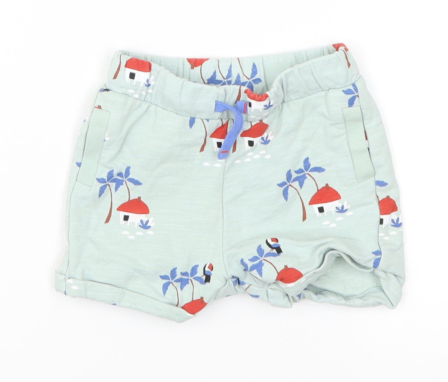 Marks and Spencer Boys Blue Geometric  Cropped Trousers Size 3-6 Months  - Mushroom House