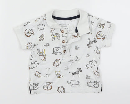 Primark Boys White Animal Print  Basic Polo Size 3-6 Months  - Animals
