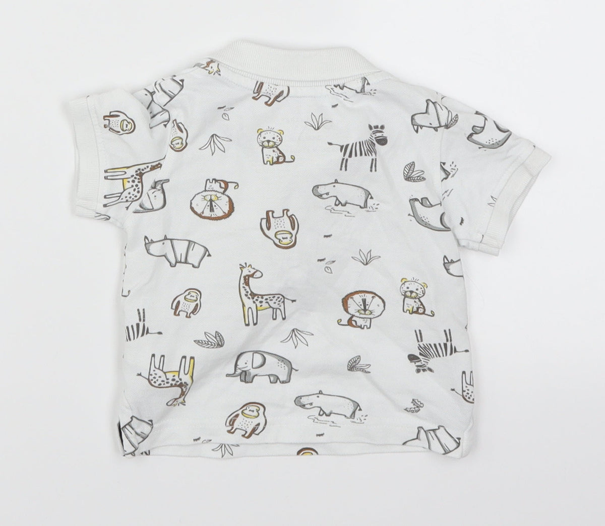 Primark Boys White Animal Print  Basic Polo Size 3-6 Months  - Animals