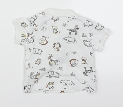 Primark Boys White Animal Print  Basic Polo Size 3-6 Months  - Animals