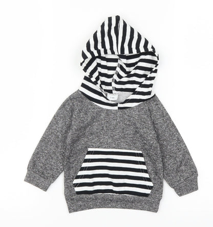 Preworn Boys Grey Striped  Basic Casual Size 3-6 Months