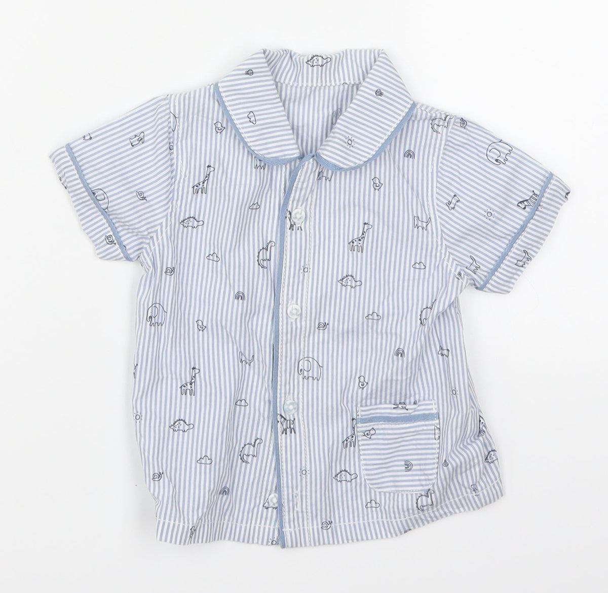 George Boys Black Striped  Basic Button-Up Size 6-9 Months  - Animals