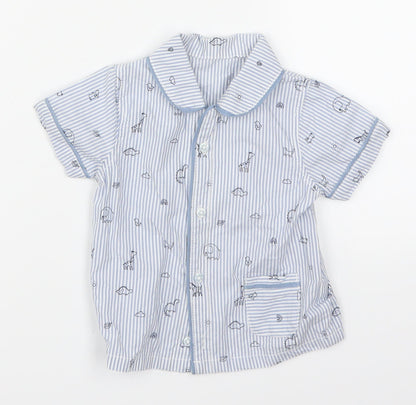 George Boys Black Striped  Basic Button-Up Size 6-9 Months  - Animals
