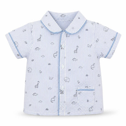 George Boys Black Striped  Basic Button-Up Size 6-9 Months  - Animals