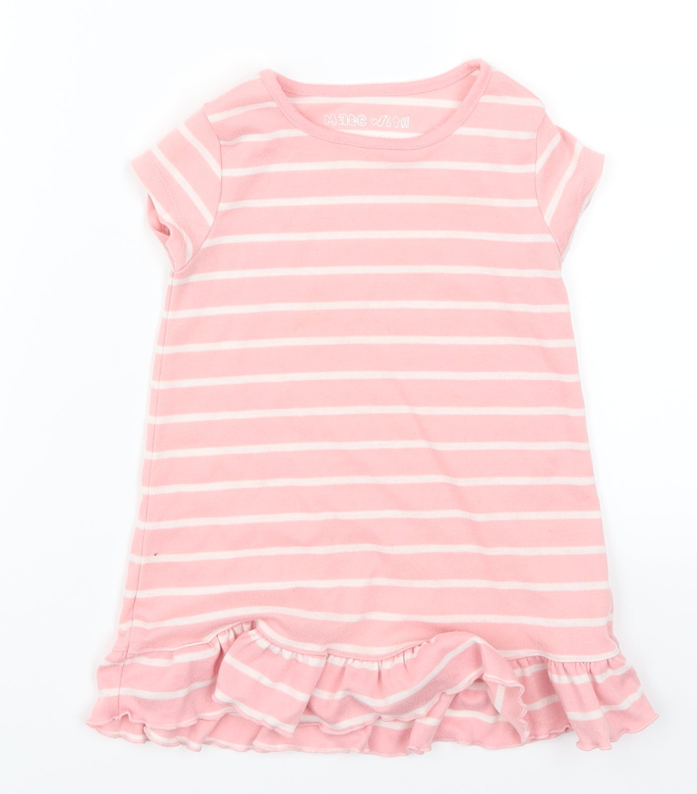 Matalan Girls Pink Striped  T-Shirt Dress  Size 12-18 Months