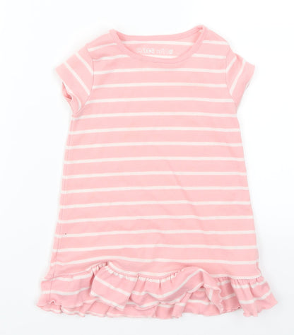 Matalan Girls Pink Striped  T-Shirt Dress  Size 12-18 Months