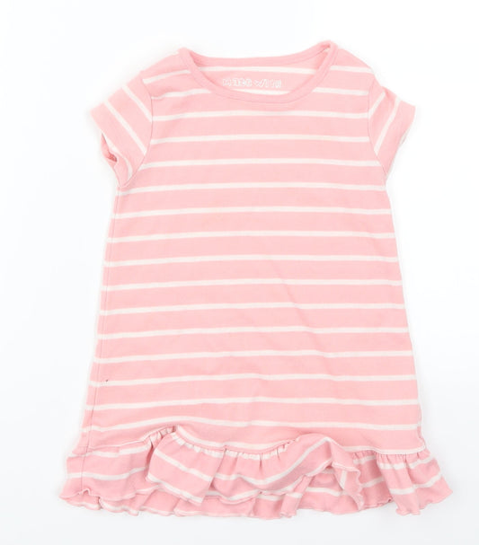 Matalan Girls Pink Striped  T-Shirt Dress  Size 12-18 Months
