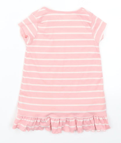 Matalan Girls Pink Striped  T-Shirt Dress  Size 12-18 Months