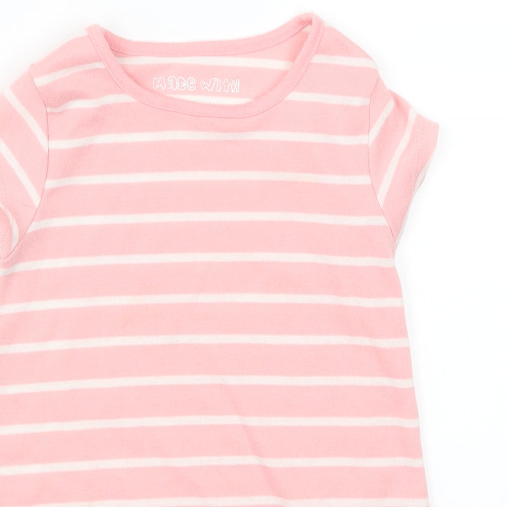 Matalan Girls Pink Striped  T-Shirt Dress  Size 12-18 Months