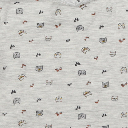 Primark Baby Grey   Basic T-Shirt Size 6-9 Months  - Cat Print