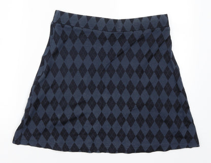 Mario Omar Womens Blue Geometric  A-Line Skirt Size 14