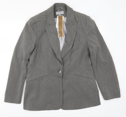 Marks and Spencer Womens Grey Striped  Jacket Suit Jacket Size 16