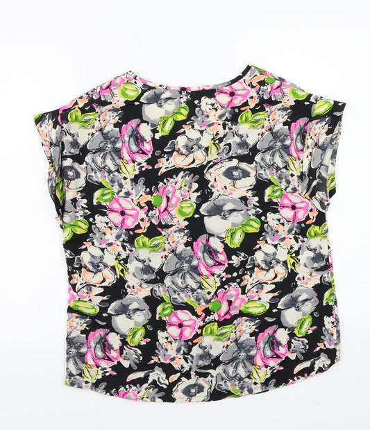 Primark Womens Black Floral  Basic T-Shirt Size 12