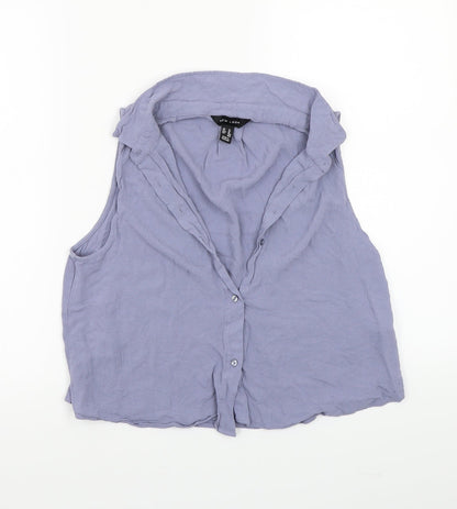 Womens UK Size 14 Newlook Blue Basic Button-Up