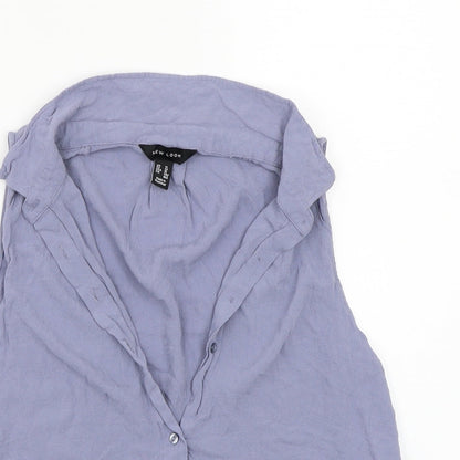 Womens UK Size 14 Newlook Blue Basic Button-Up