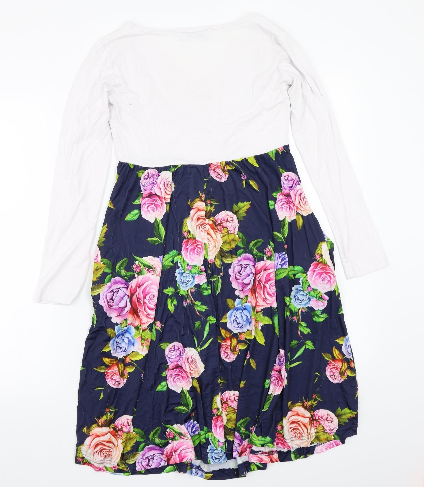Happy Mama Womens White Floral  A-Line  Size S