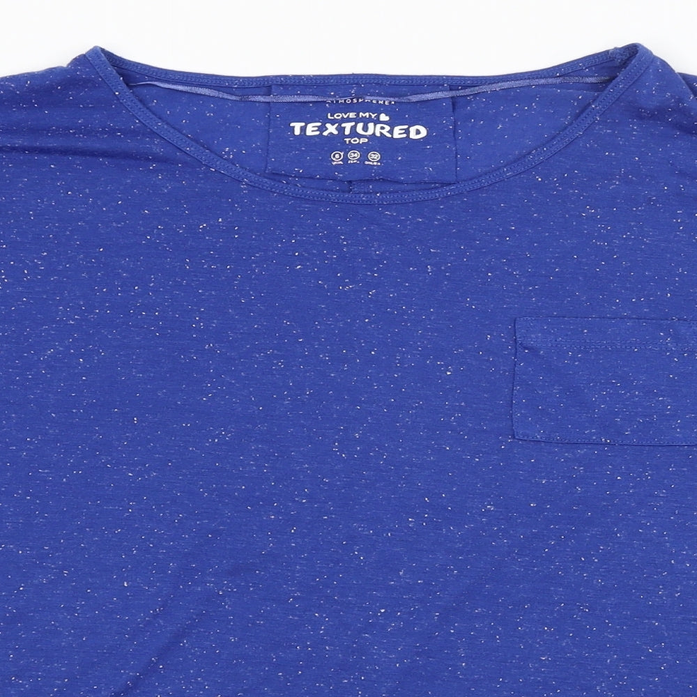 Womens UK Size 6 Atmosphere Blue Basic T-Shirt