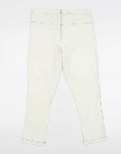 Womens UK Size S Originals Slim Fit Cropped White Trousers