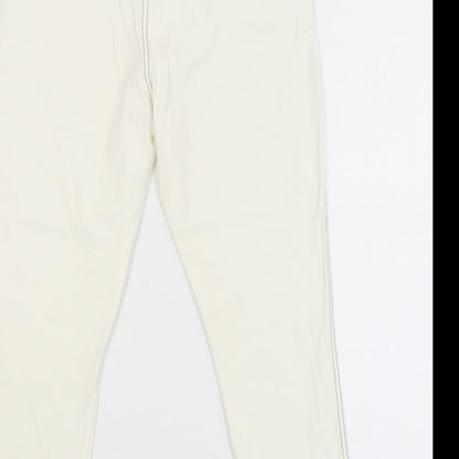 Womens UK Size S Originals Slim Fit Cropped White Trousers