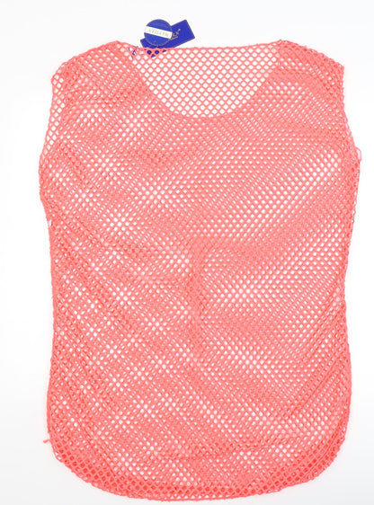 Mantian Womens Orange  Mesh Tunic T-Shirt Size 2XL