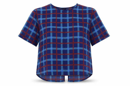 Heart and Soul Womens Blue Check  Basic Blouse Size 16