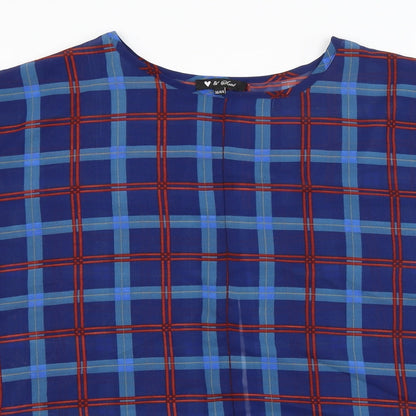 Heart and Soul Womens Blue Check  Basic Blouse Size 16