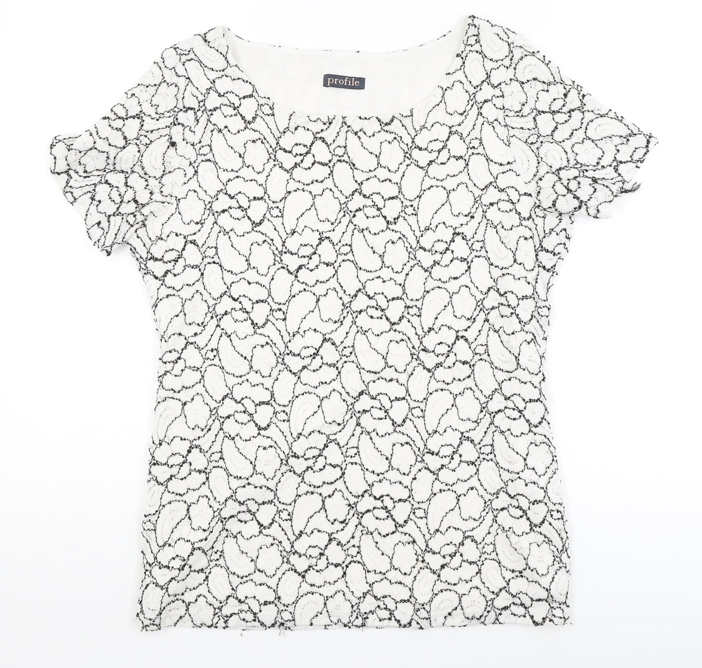 Womens UK Size 10 Profile White Basic T-Shirt