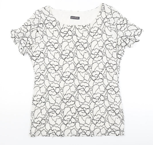 Womens UK Size 10 Profile White Basic T-Shirt