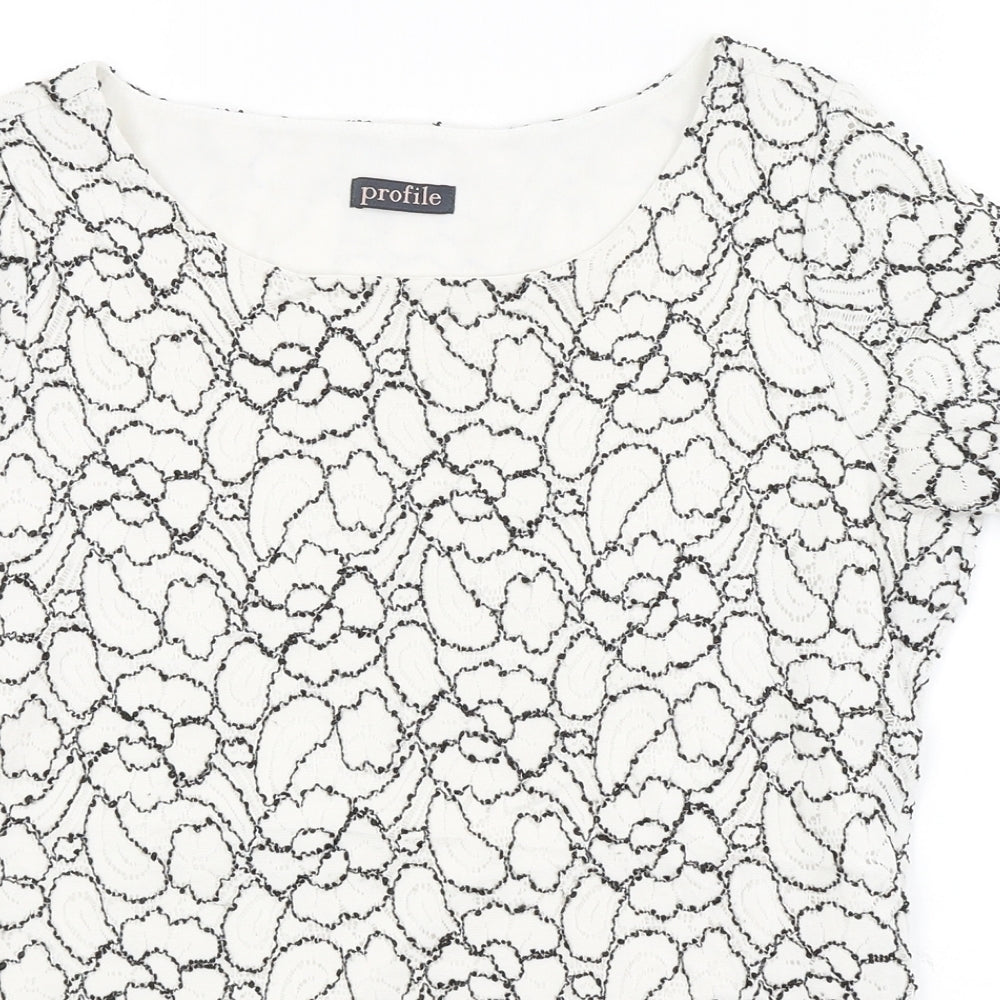 Womens UK Size 10 Profile White Basic T-Shirt