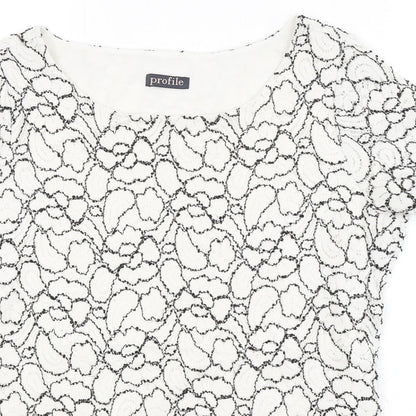 Womens UK Size 10 Profile White Basic T-Shirt