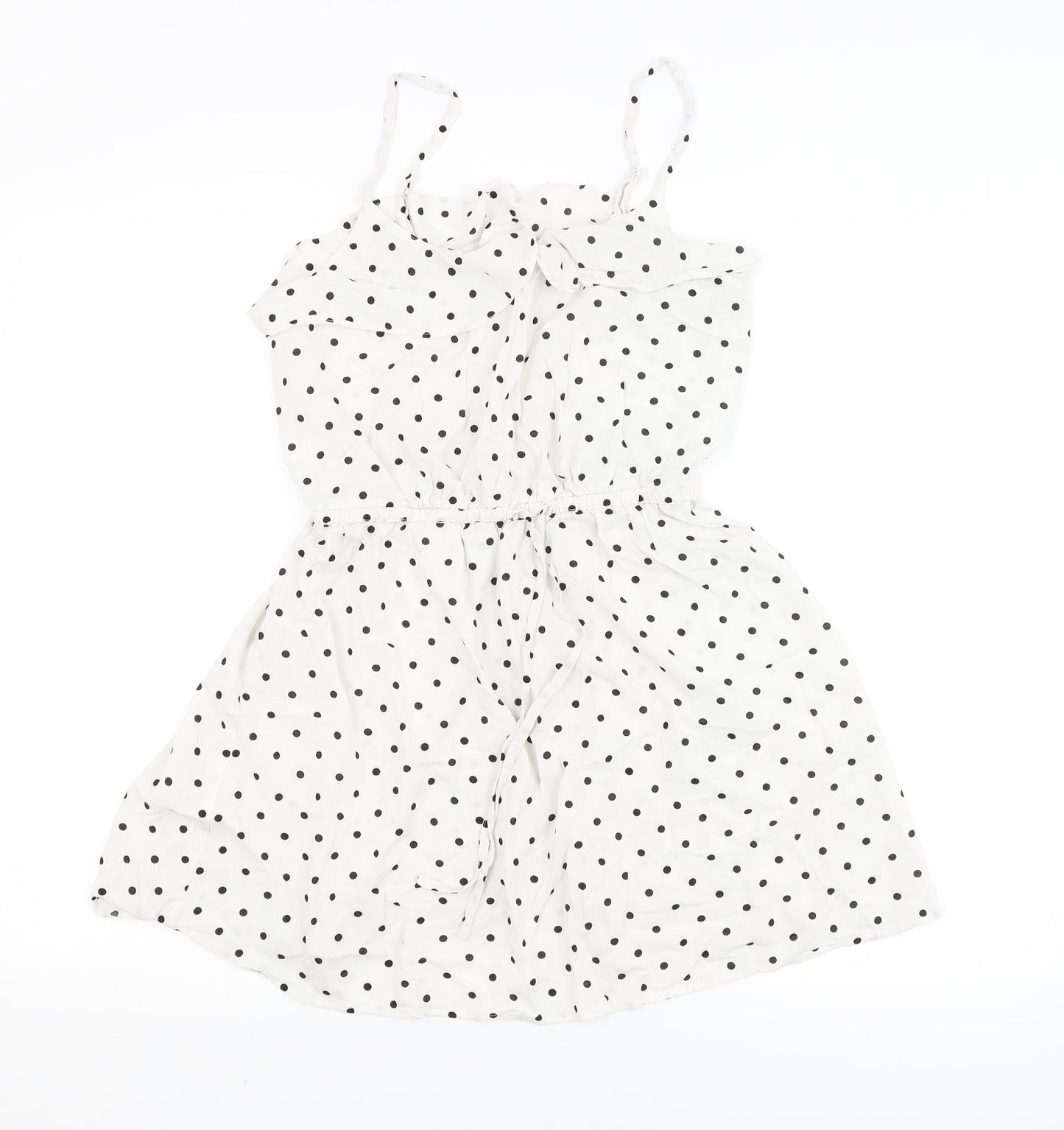 H&M Womens White Polka Dot  Fit & Flare  Size 8