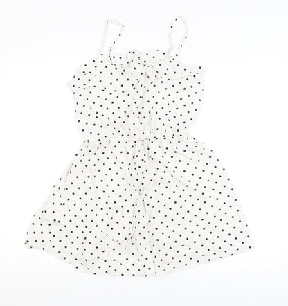 H&M Womens White Polka Dot  Fit & Flare  Size 8