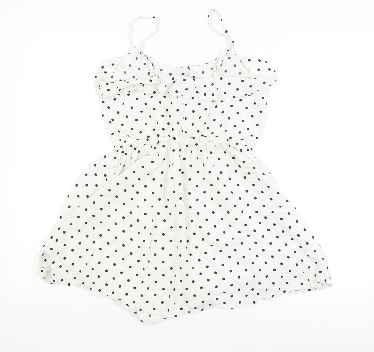 H&M Womens White Polka Dot  Fit & Flare  Size 8