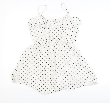 H&M Womens White Polka Dot  Fit & Flare  Size 8