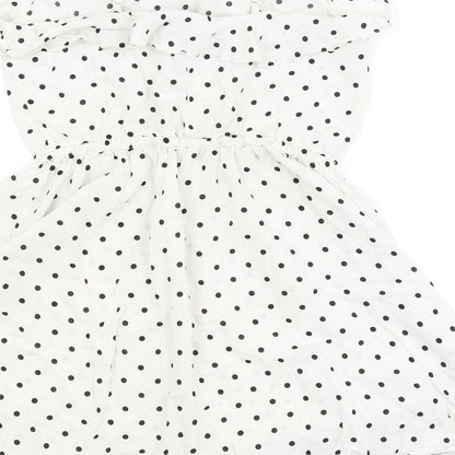 H&M Womens White Polka Dot  Fit & Flare  Size 8